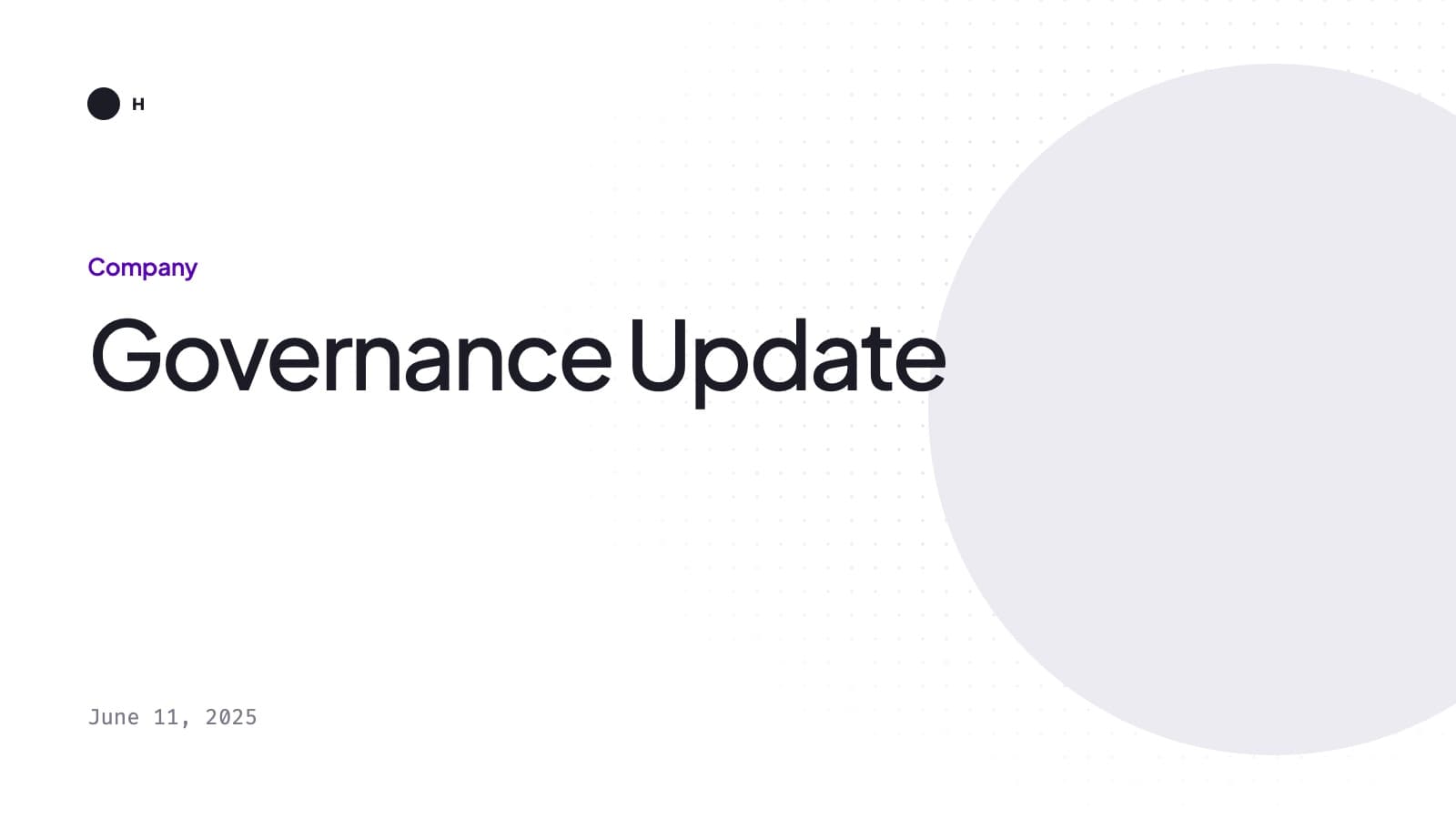 Title card: Governance Update