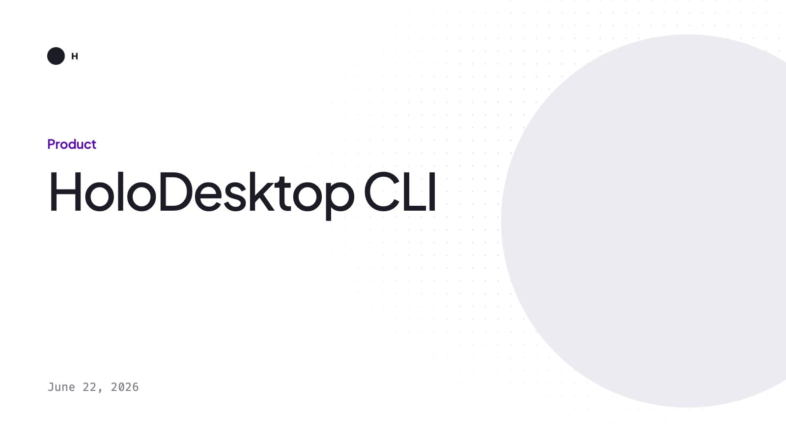 Title card: HoloDesktop CLI